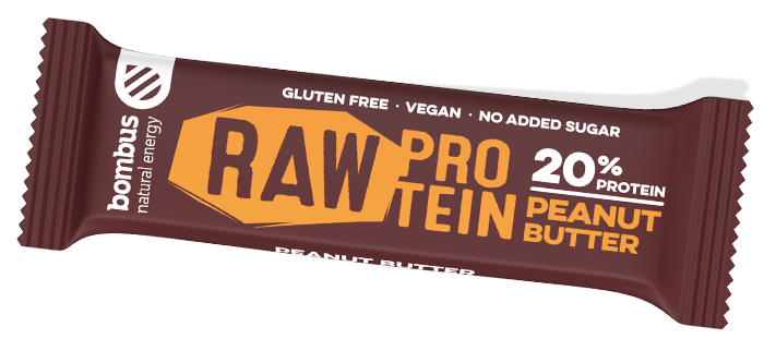 BOMBUS Raw protein-Peanut butter 50g Protein szeletek és kekszek