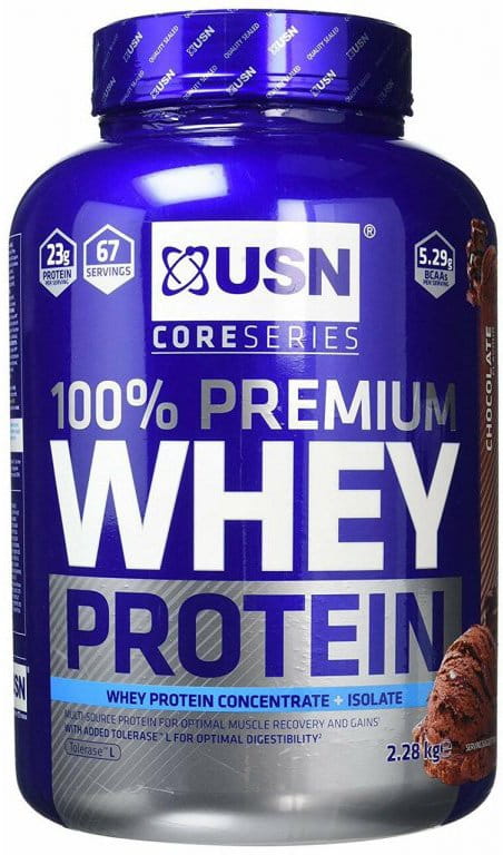 USN 100% Whey Protein Premium čokoláda 2.28kg Fehérje porok